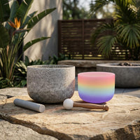 10" Obsidian and 8" Rainbow Light - Perfect Pitch 432hz - Grounding Obsidian, Tuning Fork, Cushions, Carry Case - Biofield, Sound Vibration