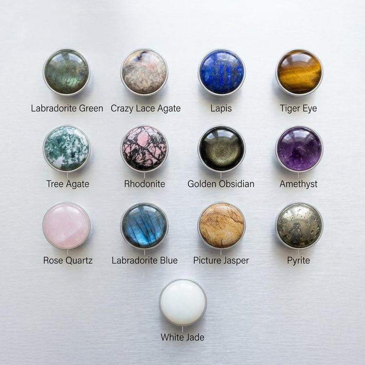 Gem Feet for Tuning Forks - 25mm - Labradorite , Lapis Lazuli, Tree Agate, Amethyst, Golden Obsidian, Tiger Eye - Acupressure