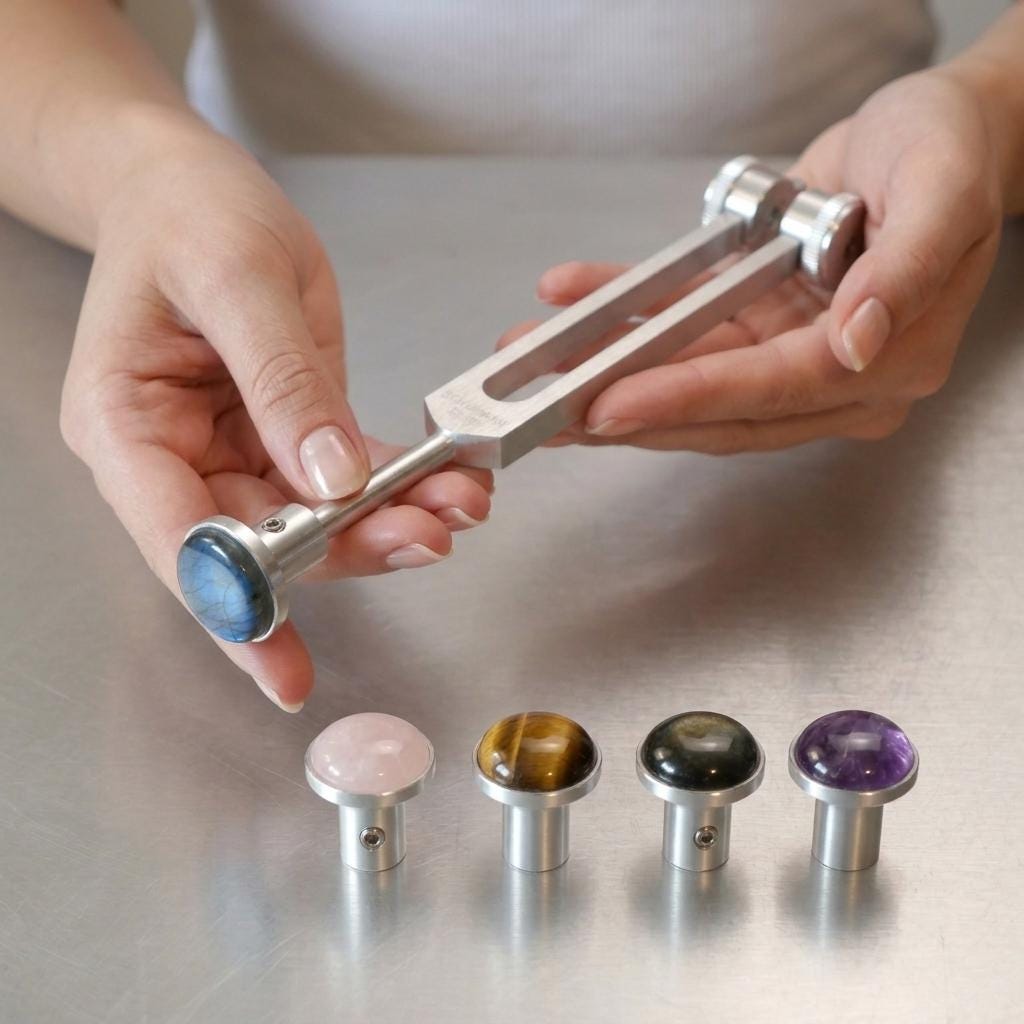 Gem Feet for Tuning Forks - 25mm - Labradorite , Lapis Lazuli, Tree Agate, Amethyst, Golden Obsidian, Tiger Eye - Acupressure