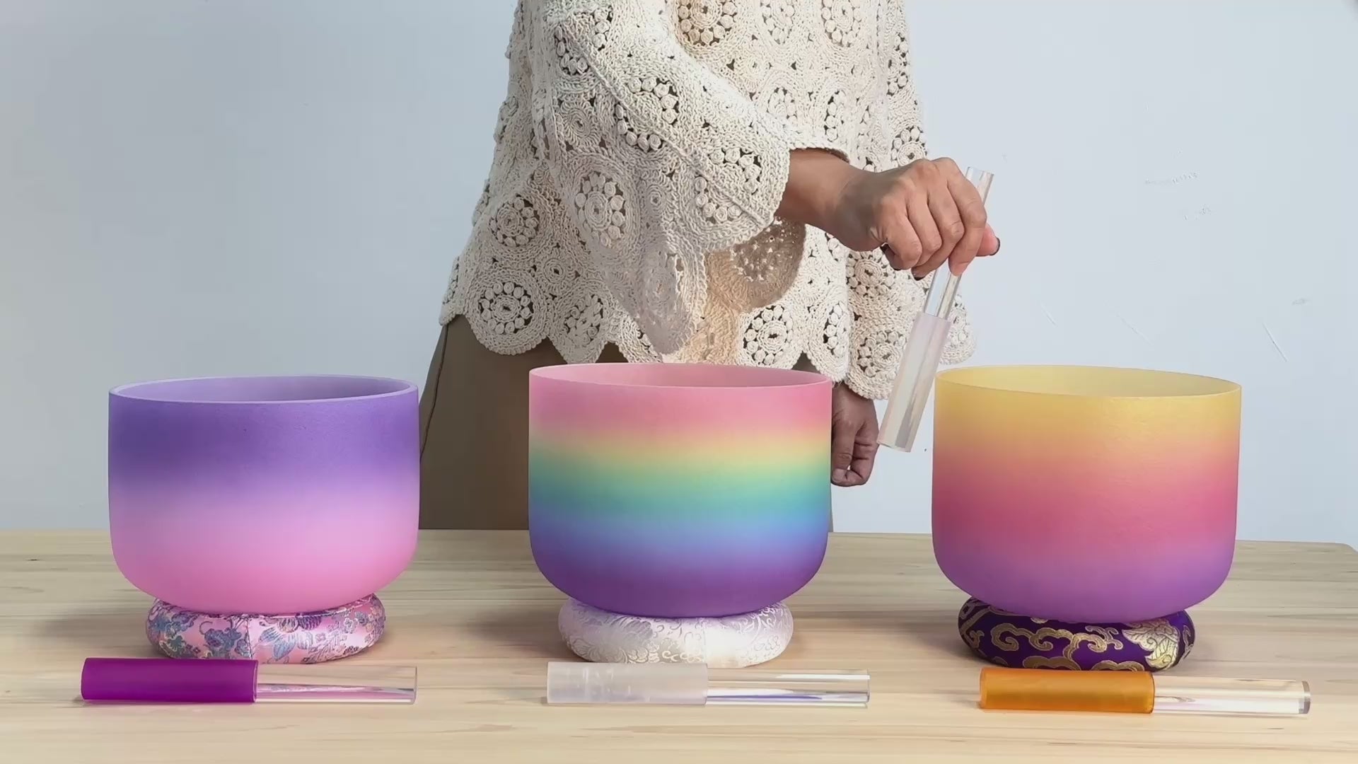 Eight-piece sound bowl collection designed for sound healing, meditation, and mindfulness.