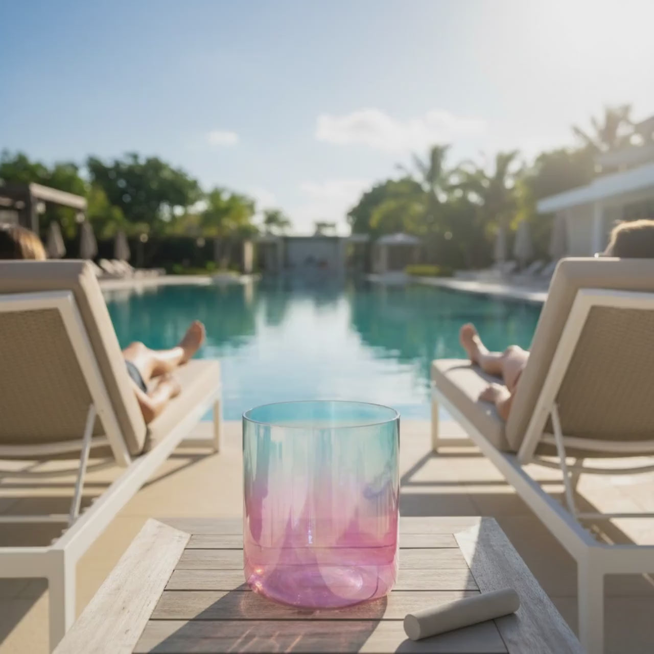 Radiant Sky Throat Chakra Perfect Pitch 432 Hz Clear Quartz 7.5" G-Note Singing Bowl - Suede Striker, O-Ring, and Padded Carry Case