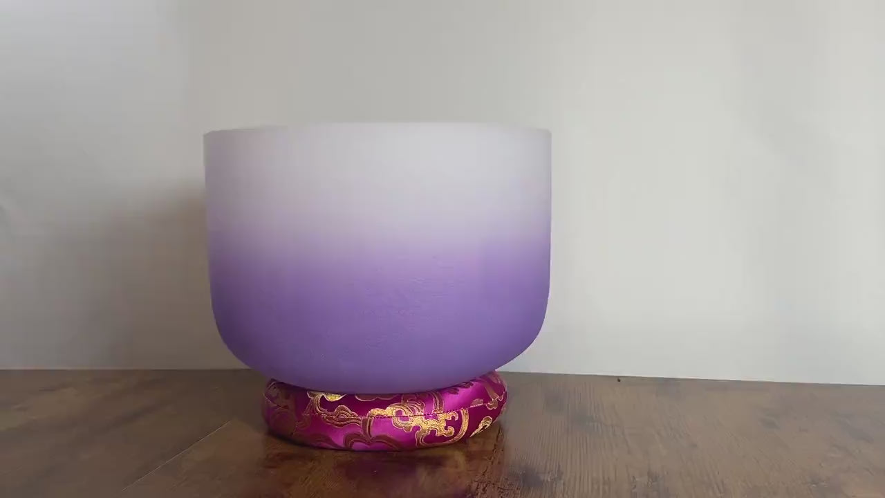 432 Hz 10” Soft Light Crown Chakra Crystal Singing Bowl with Padded Carry Case, Cushion, Mallet, O-Ring - Biofield, Sound Vibration