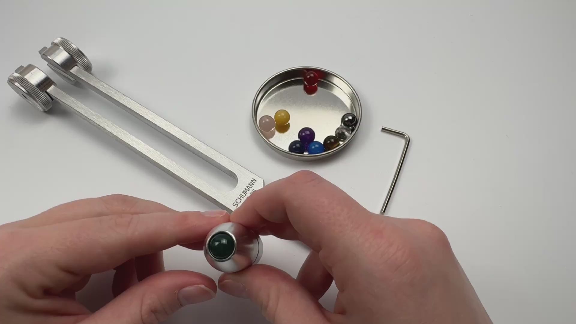 10-piece Crystal Collection Schumann tuning fork set for sound healing, frequency therapy, and holistic wellness.
