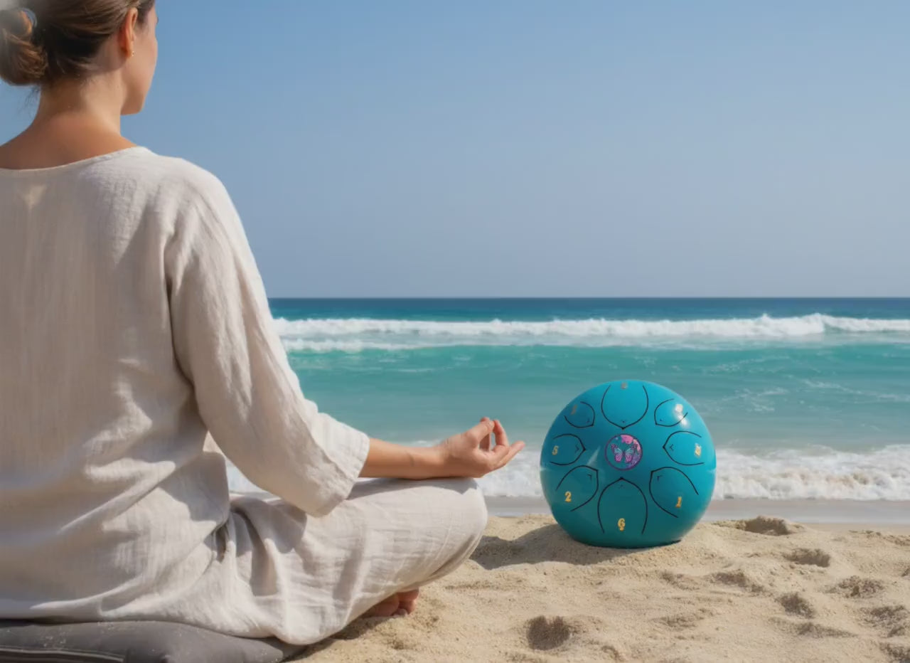 Cosmic Butterfly 8" Steel Tongue Drum - Light Blue F Key - Release, Renewal, and Emergence, Shamanic Drum, Ethereal Vibration, Tank Drum