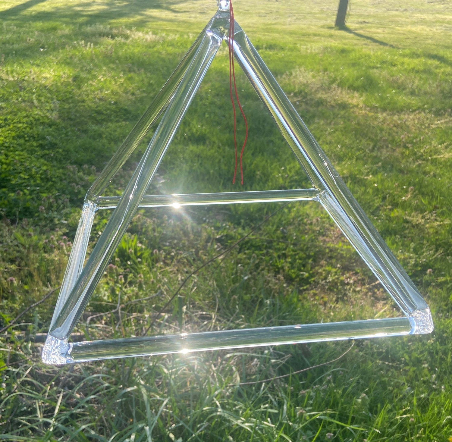 10” Clear Quartz Crystal Singing Pyramid Sound Vibration Musical Instrument With Carry Bag and Striker