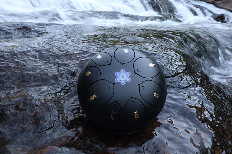 Metatron's Cube 8" Steel Tongue Drum - F Key - Sacred Geometry, Energy Shift, Shamanic Drum, Ethereal Drum Healing, Tank Drum