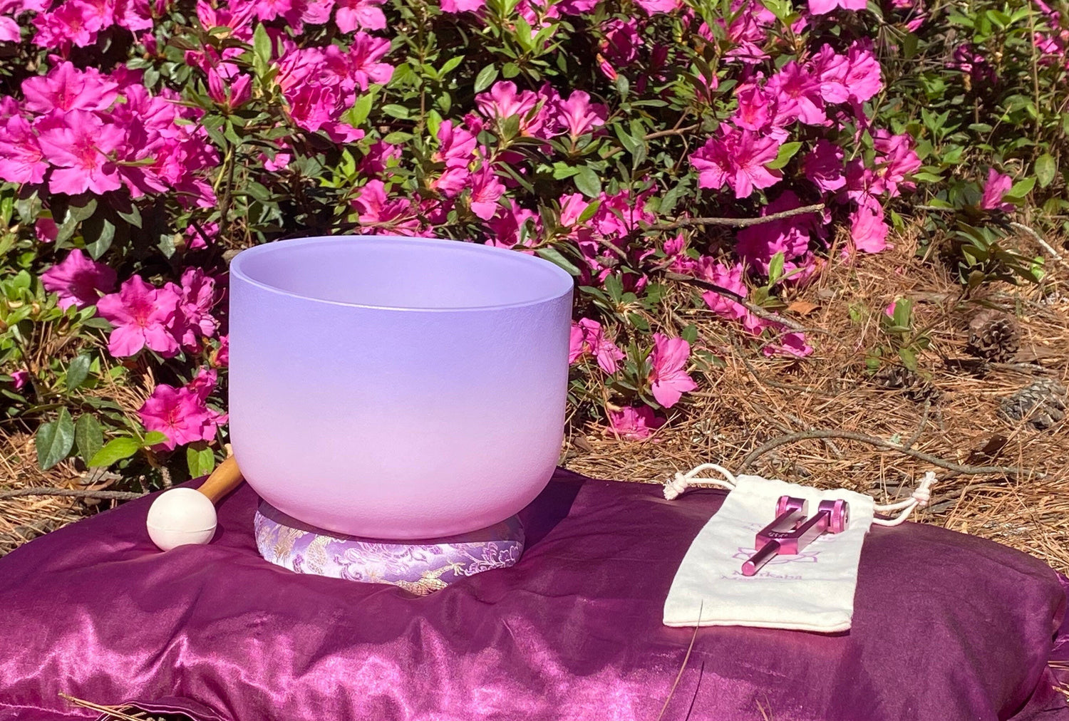 Merkaba Tuning Fork And High Vibration Crown Chakra 8" Crystal Singing Bowl 432HZ B-Note w/ Bag Bundle, Gift For Her