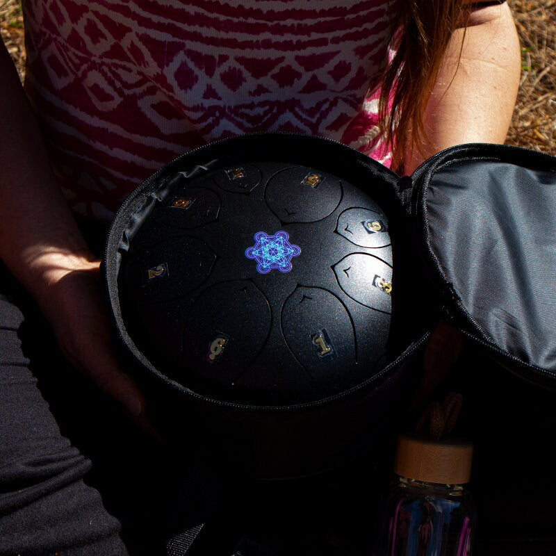 Metatron's Cube 8" Steel Tongue Drum - F Key - Sacred Geometry, Energy Shift, Shamanic Drum, Ethereal Drum Healing, Tank Drum