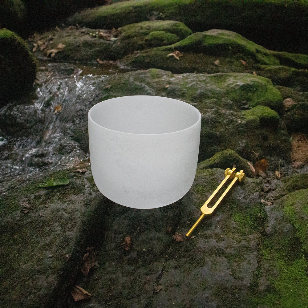 174 Hz Solfeggio Tuning Fork - Heart Chakra Crystal Singing Bowl Bundle For Vibration, F Note, Padded Carry Case, Suede Striker, and O-Ring