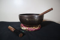 432Hz 10" Himalayan Thick Style Singing Bowl - Premium Quality Sound - Om Mani Padme Hum Inscribed - Sound Bowl, Cushion, Mallets, Striker