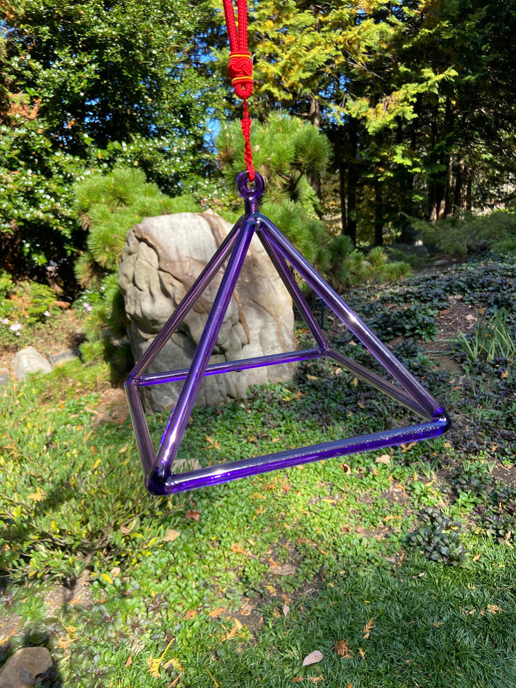 8" Purple Quartz Crystal Singing Pyramid - Sound Vibration - Musical Instrument With Crystal Striker And Padded Carry Case
