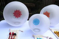 Myriad Melodies' Perfect Pitch (5 Cents) 432 Hz Lotus Mandala Set - 10 Chakra Tuning Forks - 10 Crystal Attenuators - Protective Cases