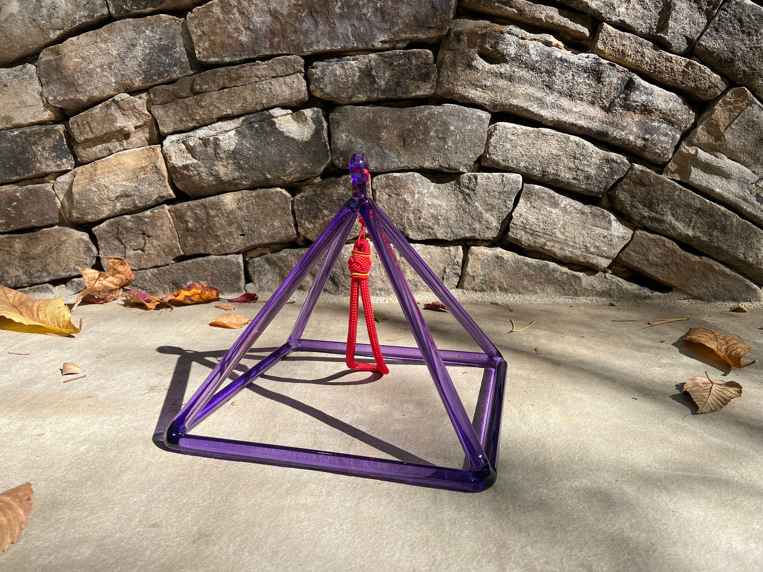 8" Purple Quartz Crystal Singing Pyramid - Sound Vibration - Musical Instrument With Crystal Striker And Padded Carry Case
