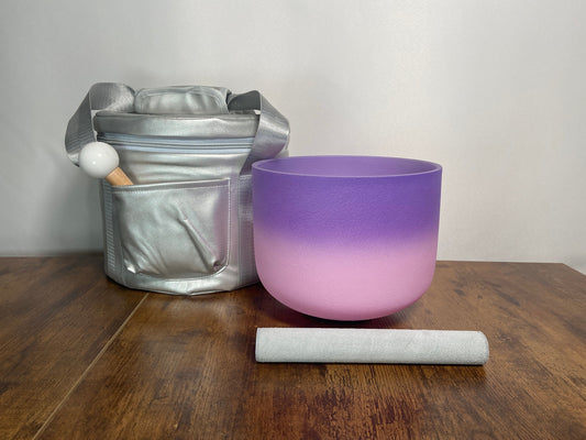 High Vibrational Crown Chakra 8" Crystal Singing Bowl 432HZ B-Note w/ Bag Bundle, Gift For Her