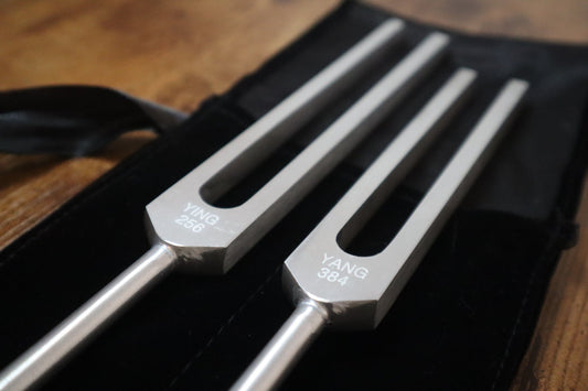 Perfect Fifth Harmonic Yin and Yang Tuning Fork Set - Professionally Tuned .25 Hz - C 256 Hz G 384 Hz, Unweighted, Bio-field Therapy