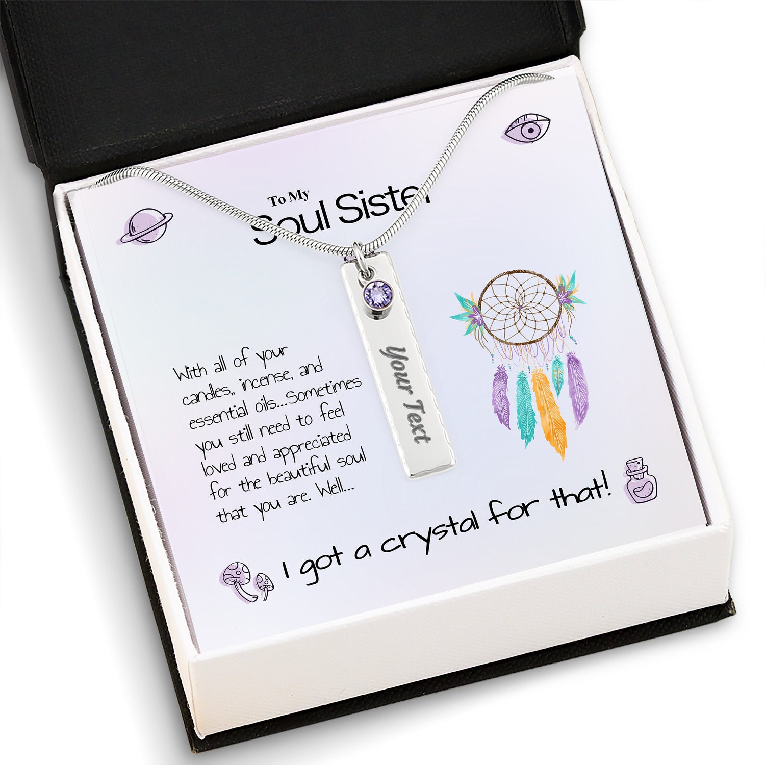 Soul Sister - Custom Text, Personalization, Birthstone, Gemstone, Astrology, Gift