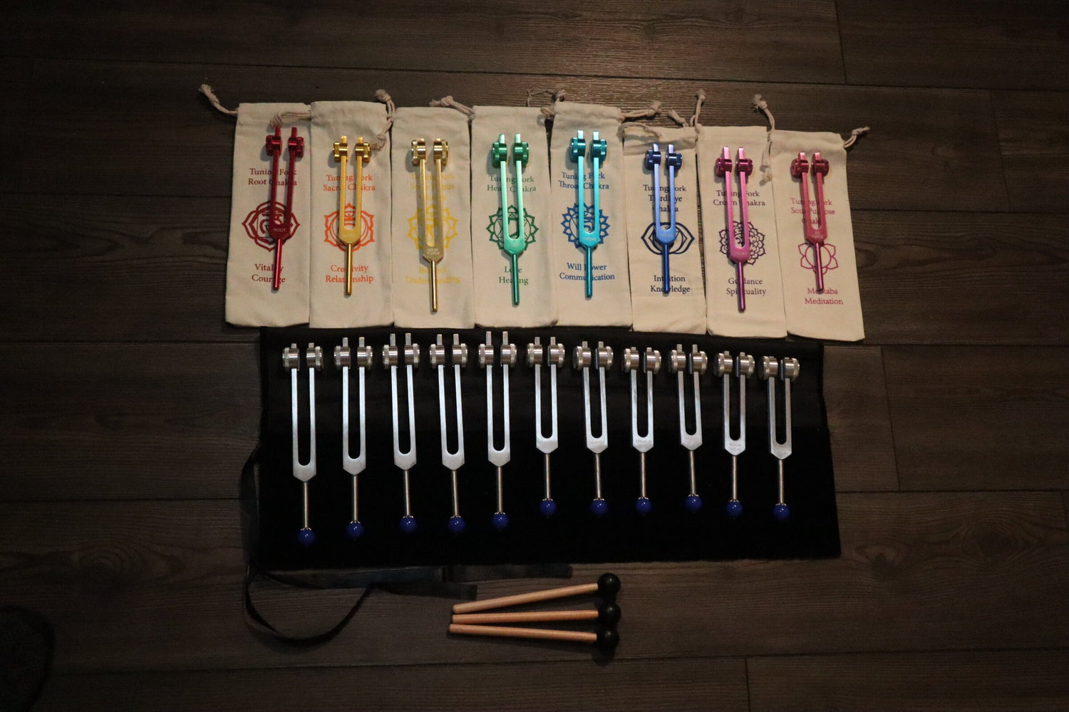 19pc Chakra and Planetary Tuning Fork - Professionally Tuned .25 - Weighted, Astrology, Chakras, Sound Vibration, Bio-field