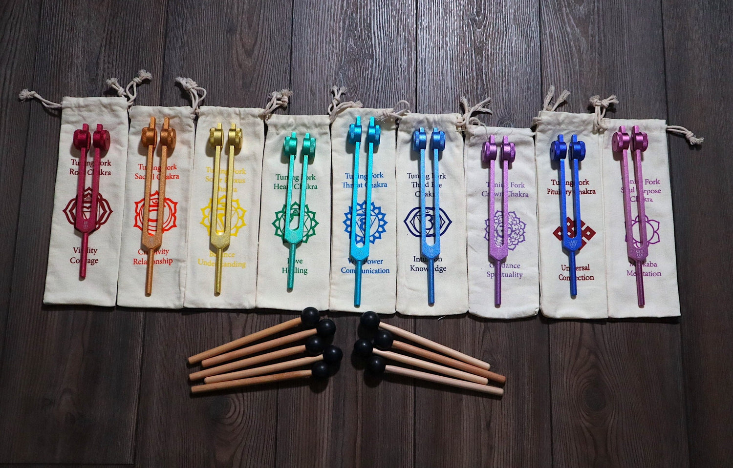 Myriad Melodies' Professionally Tuned .25 9pc Solfeggio - Weighted Set Of All 9 Solfeggio Frequencies Best Tuning Forks For - Biofield