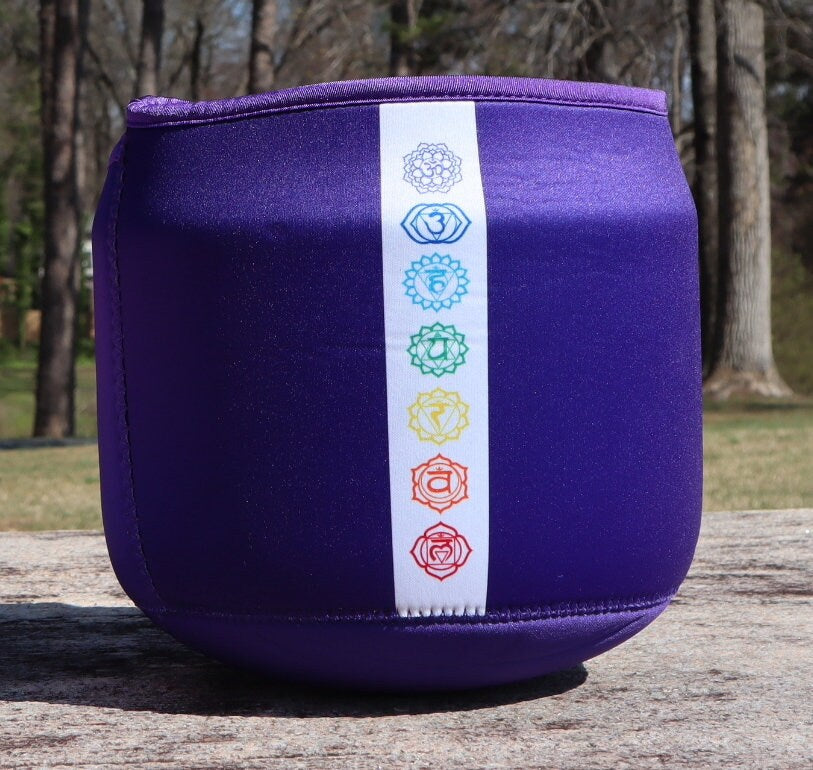 Lotus Petal and Chakra Printed 8" Bowl - 432 Hz 99.99% Quartz Crystal Singing Bowl And Mallet