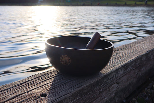 432Hz 10" Himalayan Thick Style Singing Bowl - Premium Quality Sound - Om Mani Padme Hum Inscribed - Sound Bowl, Cushion, Mallets, Striker