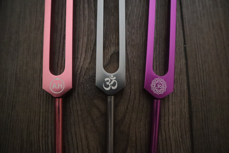 Solfeggio Tuning Fork - Individual Tuning Fork with Bag and Striker - Chakra Printed Engrams, Bio-field, Sound Vibration