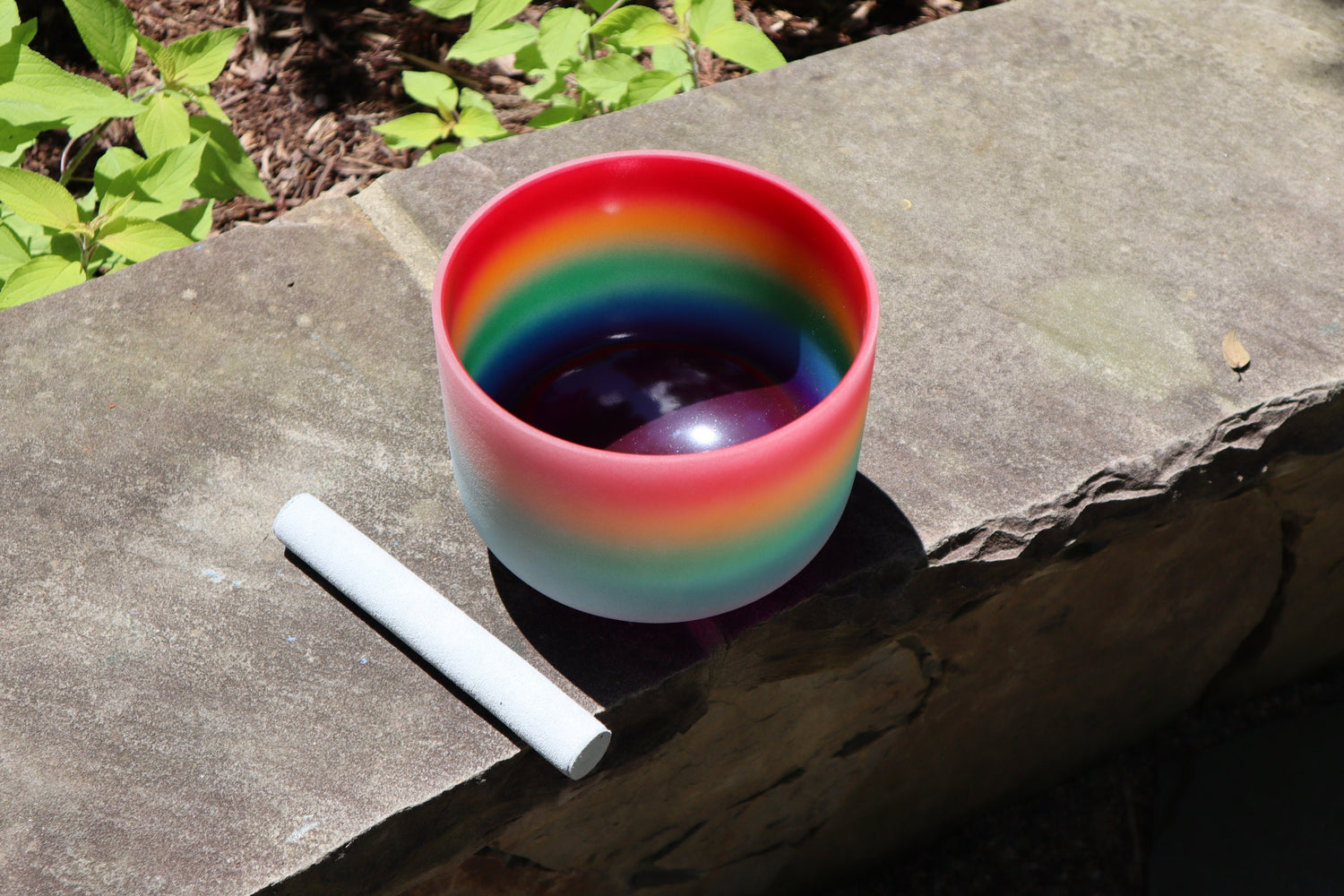 432hz Rainbow - 8” Crystal Singing Bowl And Padded Carry Case - 99% Quartz Crystal, O-Ring, Suede Striker, With Padded Carry Case
