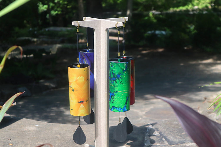 Melody Chimes 4pc Color Set - Played By The Wind All Elements Included Earth, Air, Water, Fire - Windbell, Sound Vibration