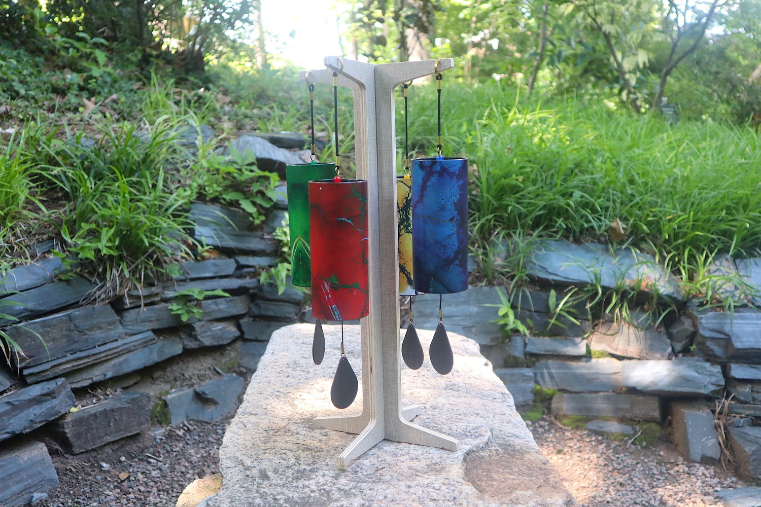 Melody Chimes 4pc Color Set - Played By The Wind All Elements Included Earth, Air, Water, Fire - Windbell, Sound Vibration