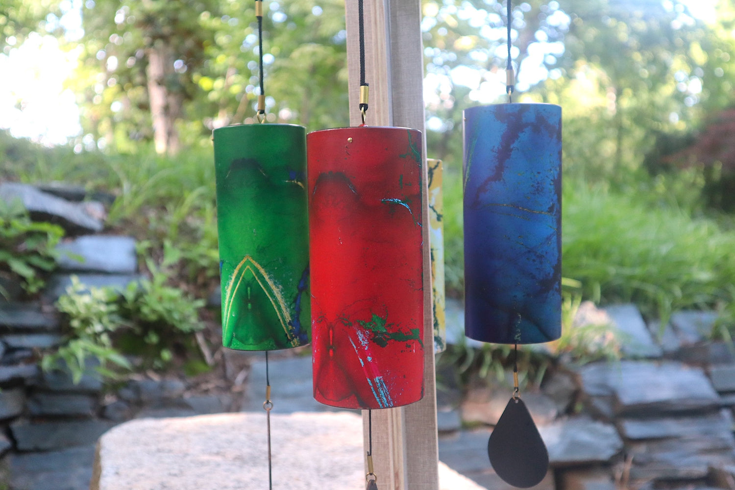 Melody Chimes 4pc Color Set - Played By The Wind All Elements Included Earth, Air, Water, Fire - Windbell, Sound Vibration