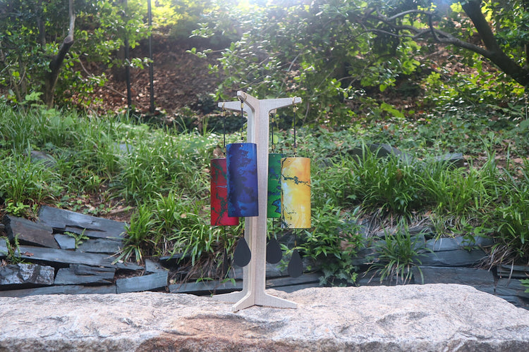 Melody Chimes 4pc Color Set - Played By The Wind All Elements Included Earth, Air, Water, Fire - Windbell, Sound Vibration