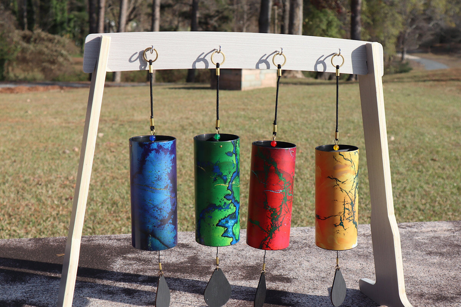 Melody Chimes 4pc Color Set - Played By The Wind All Elements Included Earth, Air, Water, Fire - Windbell, Sound Vibration