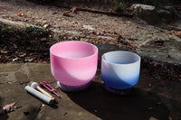 432 Hz 10" Heart and 8" Third Eye Chakra Singing bowl - Third Eye Chakra Tuning Fork - Mallet, Suede Striker, Carry Case, Sound Vibration
