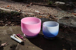 432 Hz 10" Heart and 8" Third Eye Chakra Singing bowl - Third Eye Chakra Tuning Fork - Mallet, Suede Striker, Carry Case, Sound Vibration