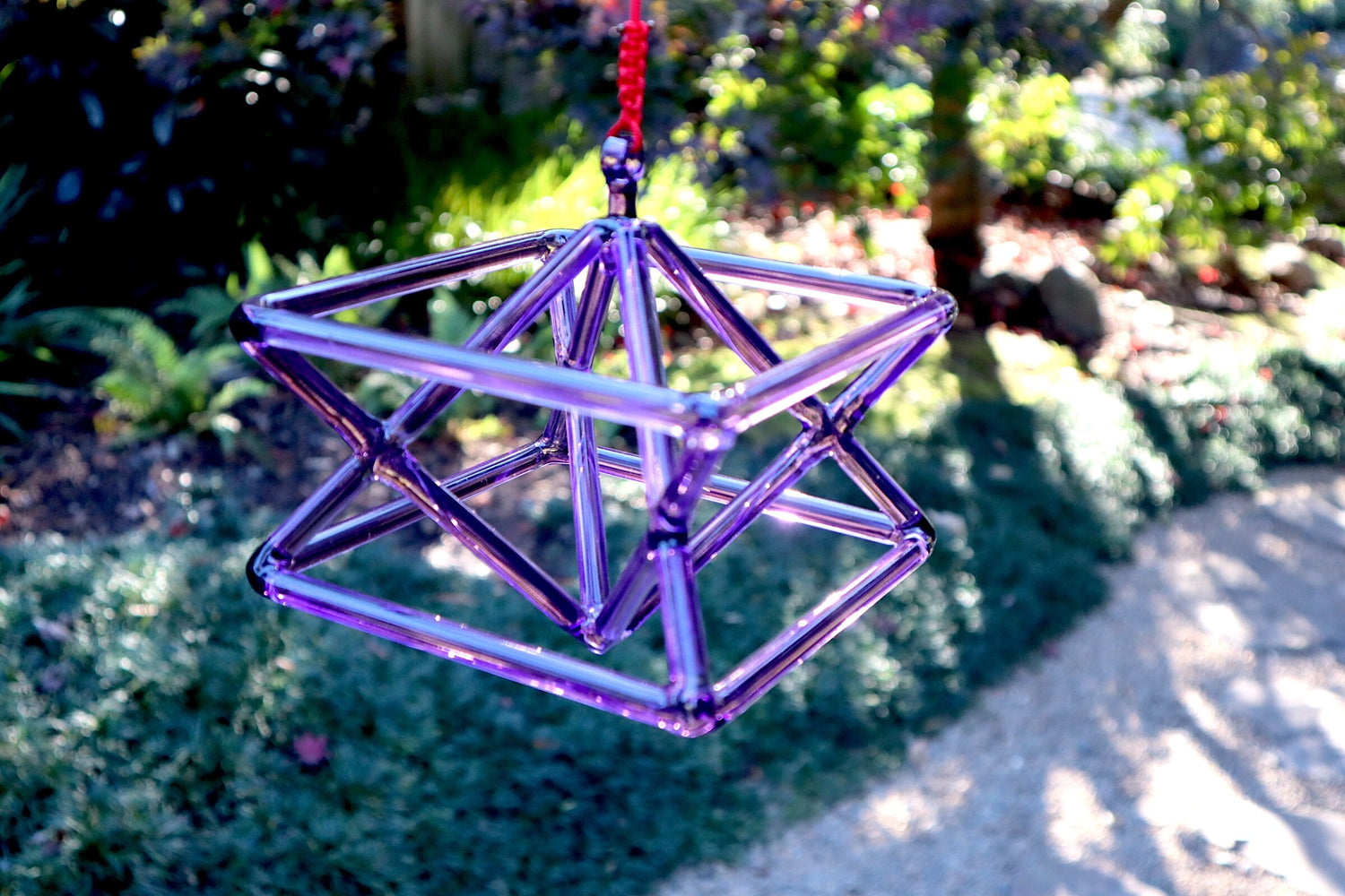 8" Purple Quartz Crystal Singing Merkaba Sound Vibration Musical Instrument With Crystal Striker And Padded Carry Case