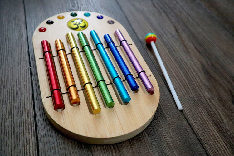 Xenergy Chimes - Easy to Play Chakra Color Chimes Set - Bubble Gum Percussion Stick - Om, Joyful Sound, Holiday Gift Idea