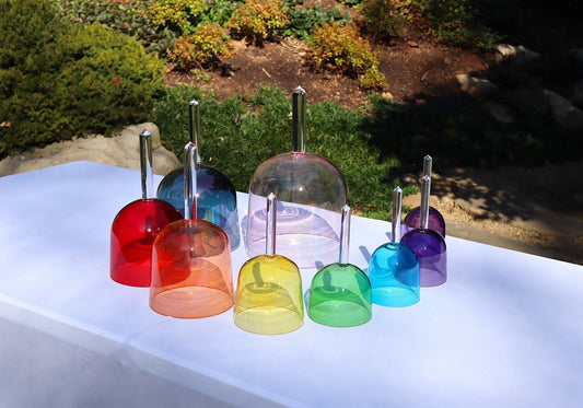 Solfeggio Pearls Chakra Color Handle Bowls - Perfect Pitch Pure Quartz Crystal, Bio-field, Sound Vibration