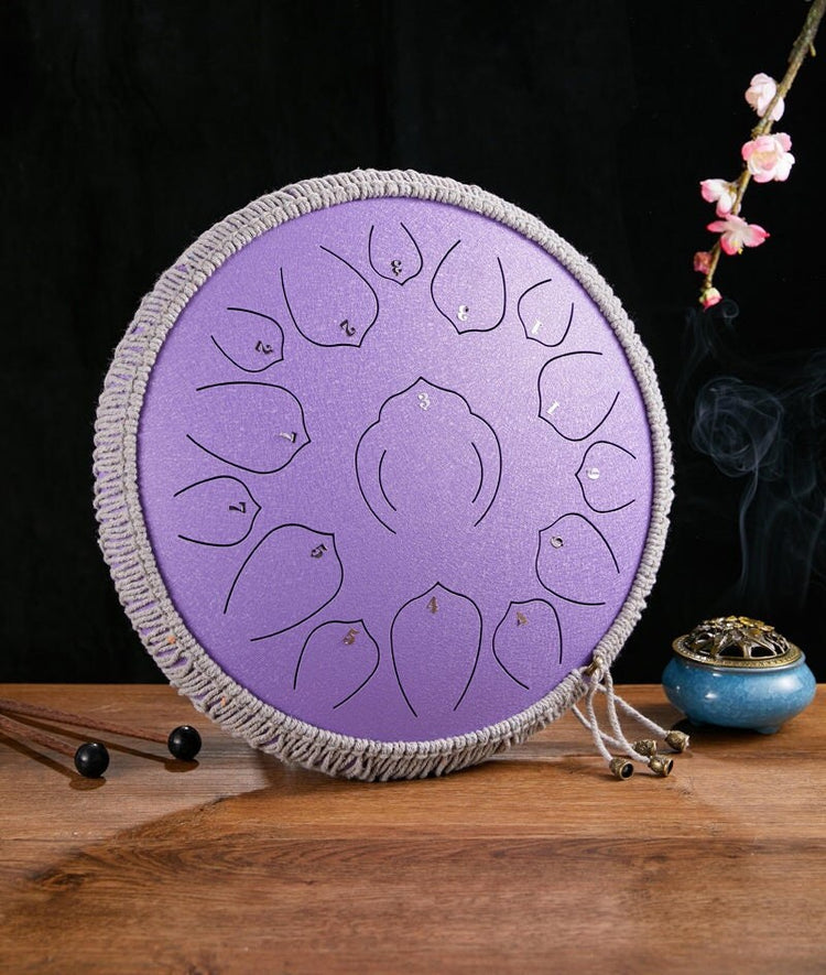 Harmonic Lotus 14" Steel Tongue Drum with Carry Case - 15 Note C Tune