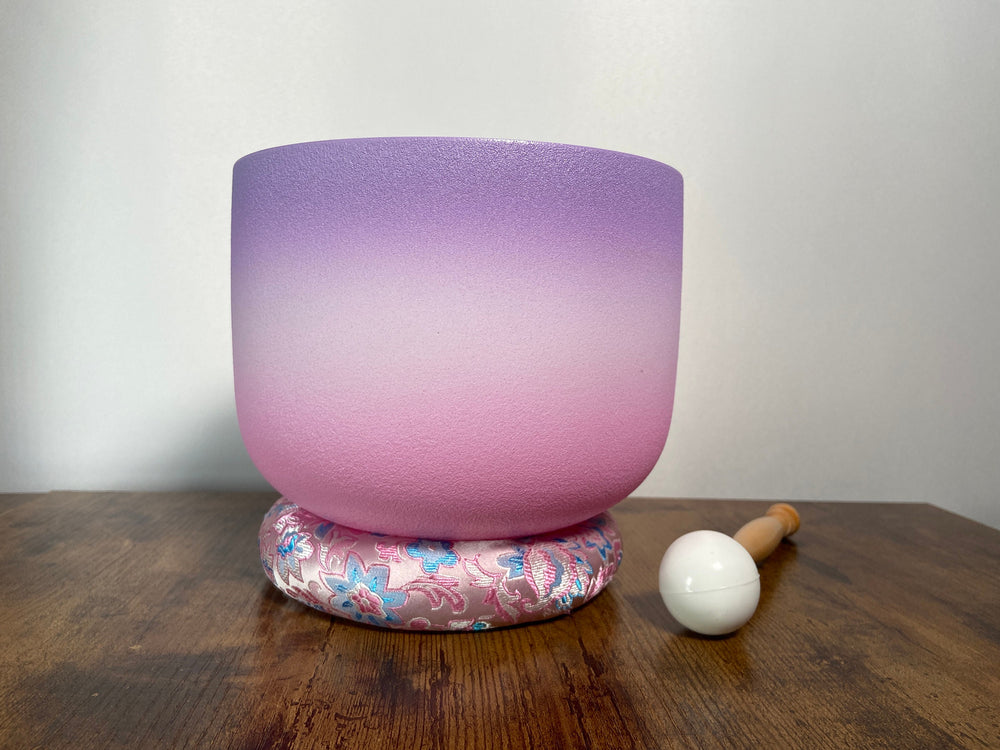 High Vibration Crown Chakra 8" Crystal Singing Bowl 432HZ B-Note, Flower of Life Carry Bag, O-Ring, Cushion, Mallet - Gift For Her