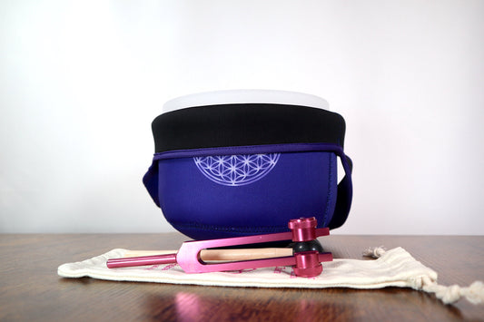 432 Hz Flower Of Life F Note Heart Chakra Singing Bowl and Solfeggio 528 Hz Tuning For Bundle - Cushion, Mallet, Striker, Padded Carry Case