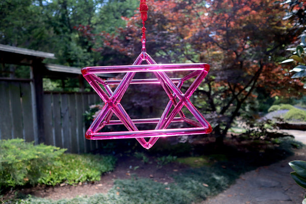 8" Chakra Color Quartz Crystal Singing Merkabas - Sound Vibration - Musical Instrument With Crystal Striker And Padded Carry Case