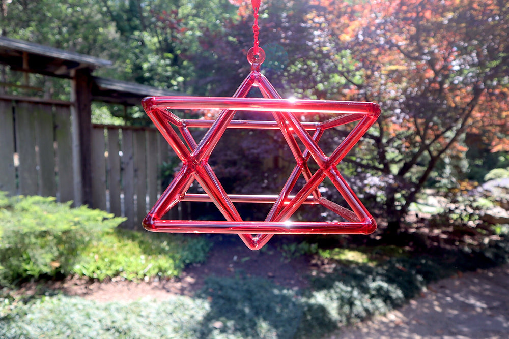 8" Chakra Color Quartz Crystal Singing Merkabas - Sound Vibration - Musical Instrument With Crystal Striker And Padded Carry Case