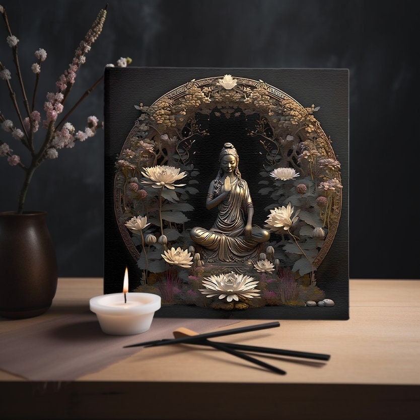 Abhaya Mudra - The Mudra of Fearlessness - 10" Canvas Wrap - Spiritual Wall Art, Zen Decor, Feng Shui Decor, Framed Canvas