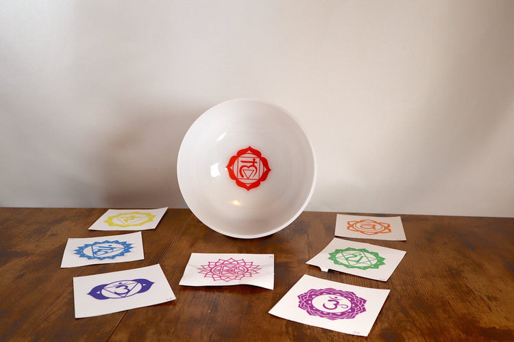 Chakra Engram Decals - Turn Any 8" Frosted White Singing Bowl set Into A Chakra Printed Bowl - Performances, Symbolism, Visualization