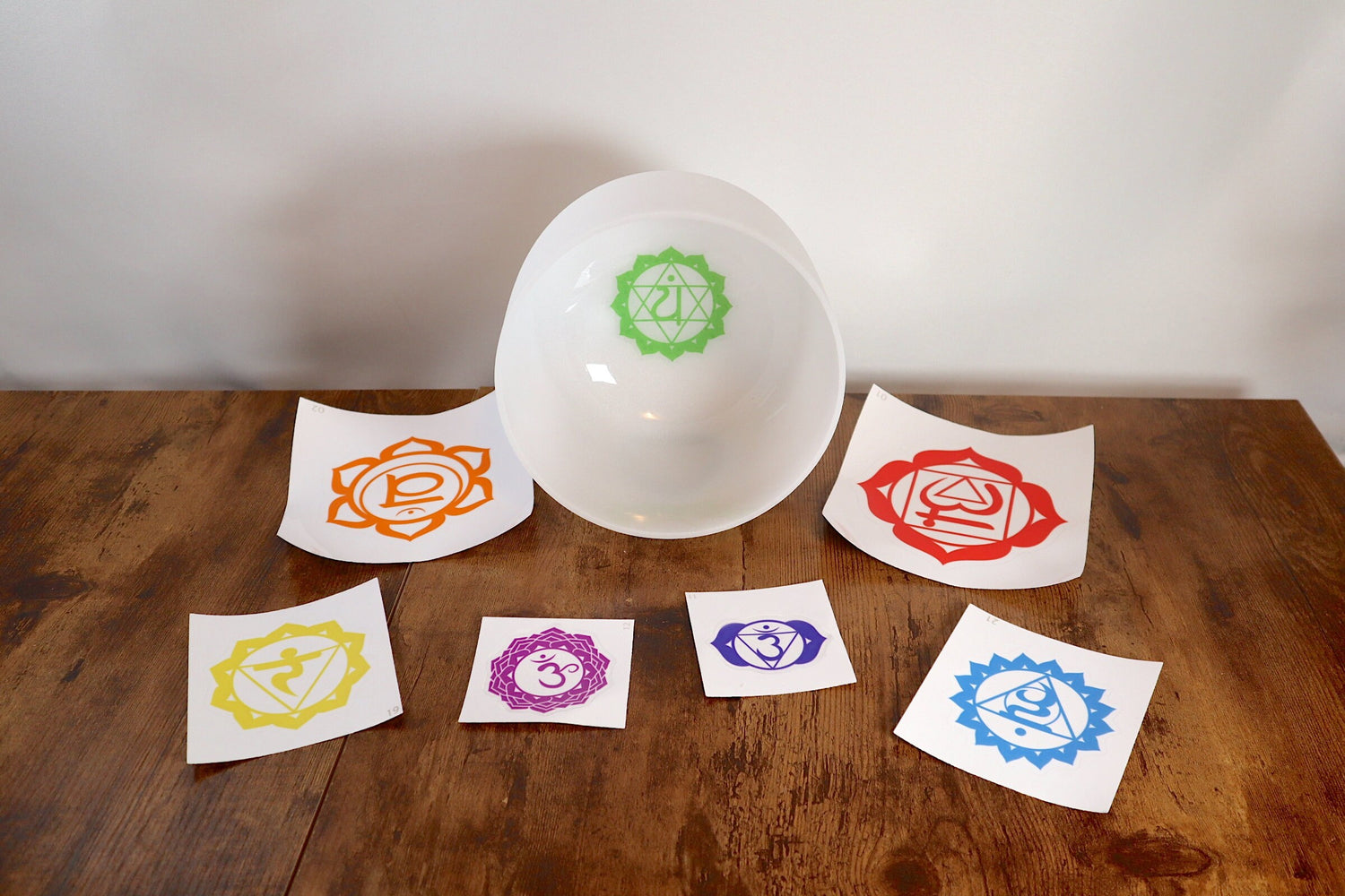 Chakra Engram Decals - Turn Any Frosted White 7pc Singing Bowl set Into A Chakra Printed Set - Performances, Symbolism, Visualization