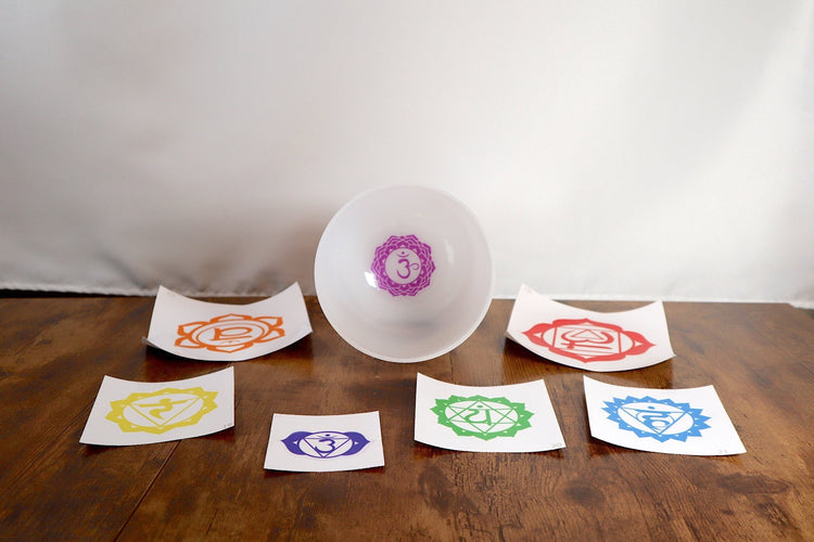 Chakra Engram Decals - Turn Any Frosted White 7pc Singing Bowl set Into A Chakra Printed Set - Performances, Symbolism, Visualization